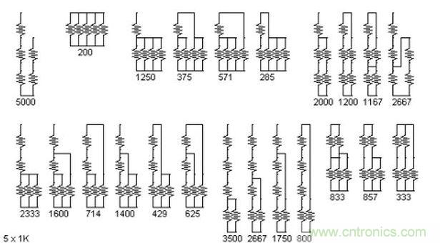 5個(gè)電阻我想出了23種組合。還有其它組合嗎？