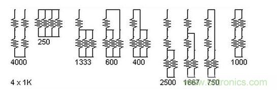 5個(gè)電阻我想出了23種組合。還有其它組合嗎？
